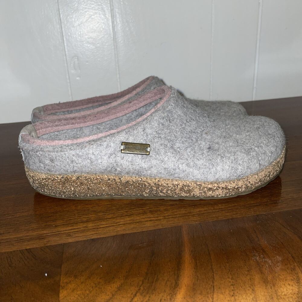 Haflinger Grizzly Charcoal Gray Wool Slip On Clogs Slippers Woman's Size 39